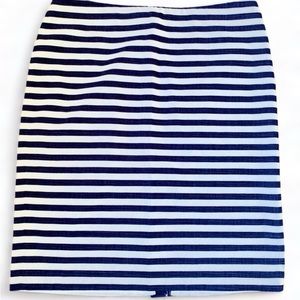 Talbots Navy & White Horizontal Stripe Pencil Skirt Sz. 10 Cotton Beachy